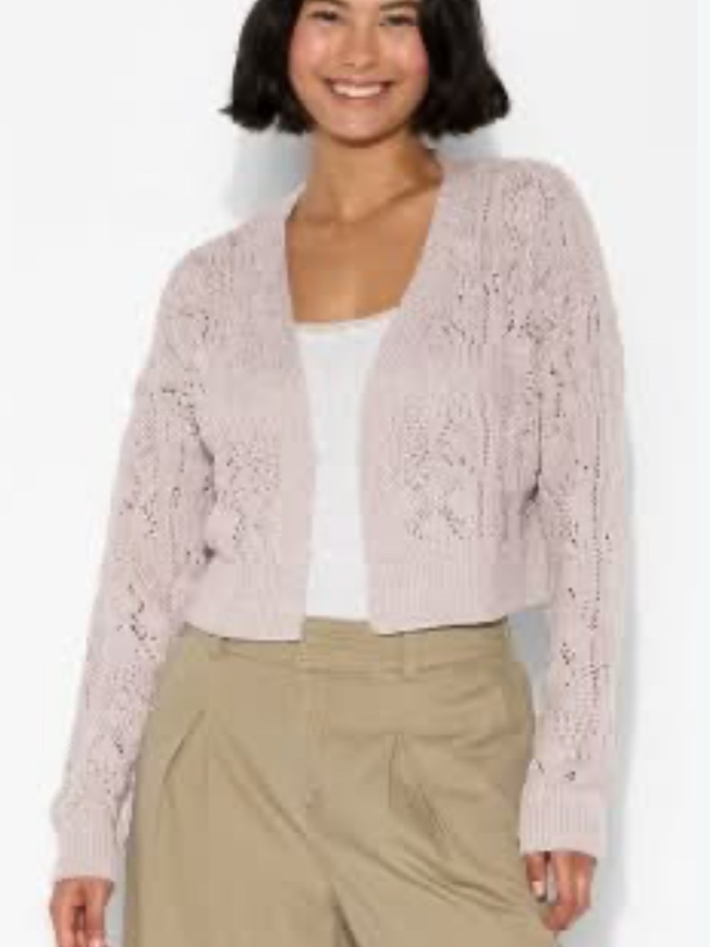 Wild Fable Women's Long Sleeve Shawl Collar Open Work Cardigan Gray Size M